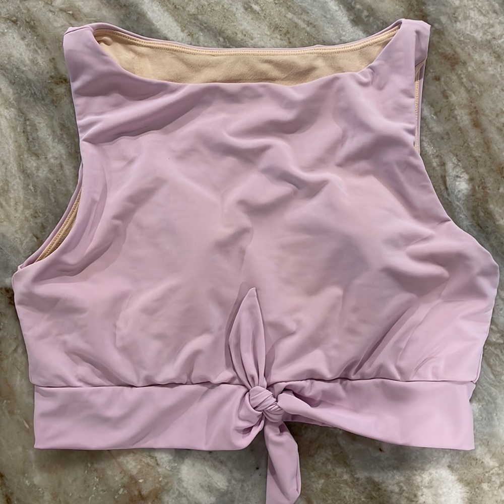 Lime Ricki Knotted Crop Top: light lavender